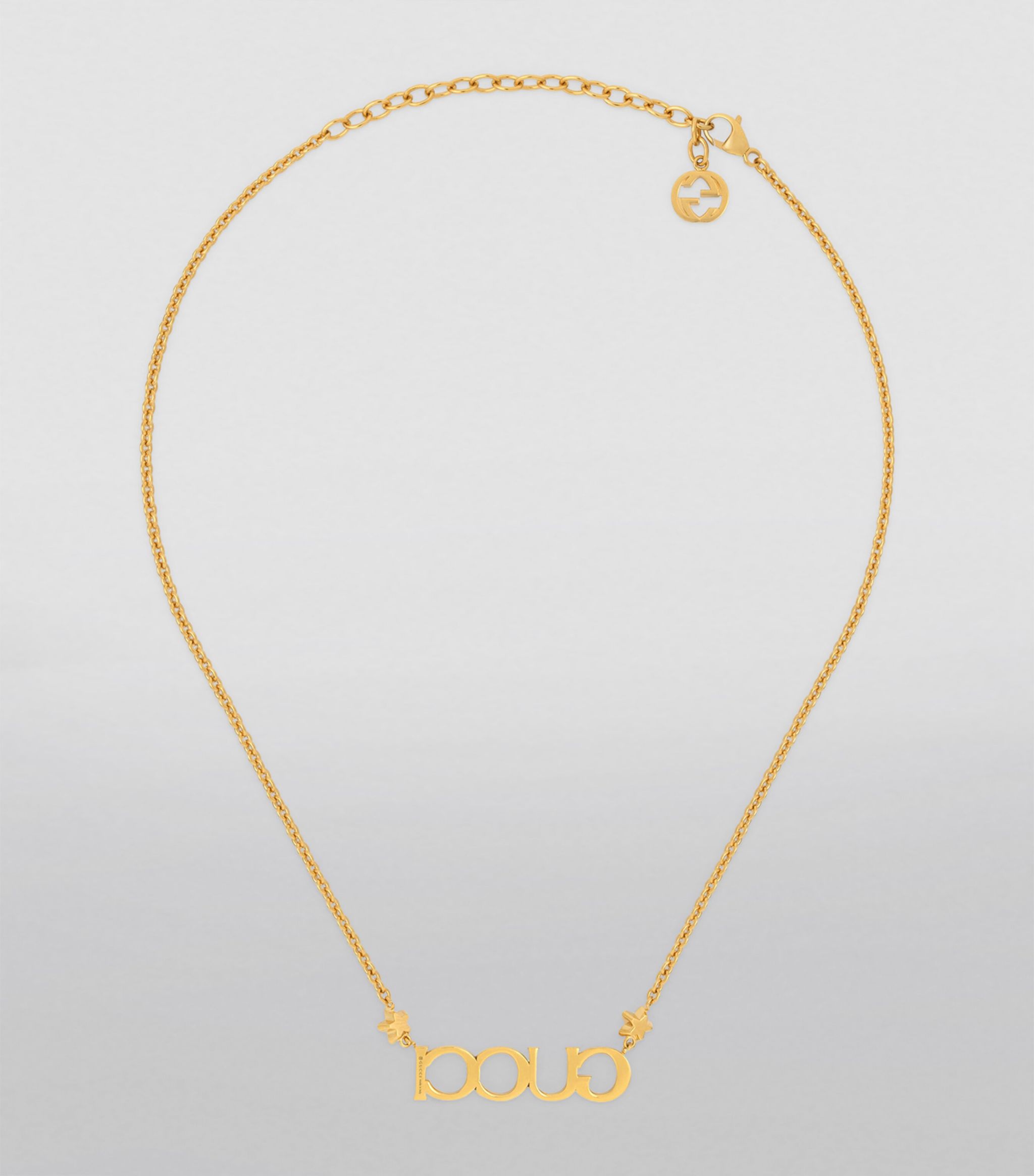 18K Double Gucci Embellished Script Letter Necklace