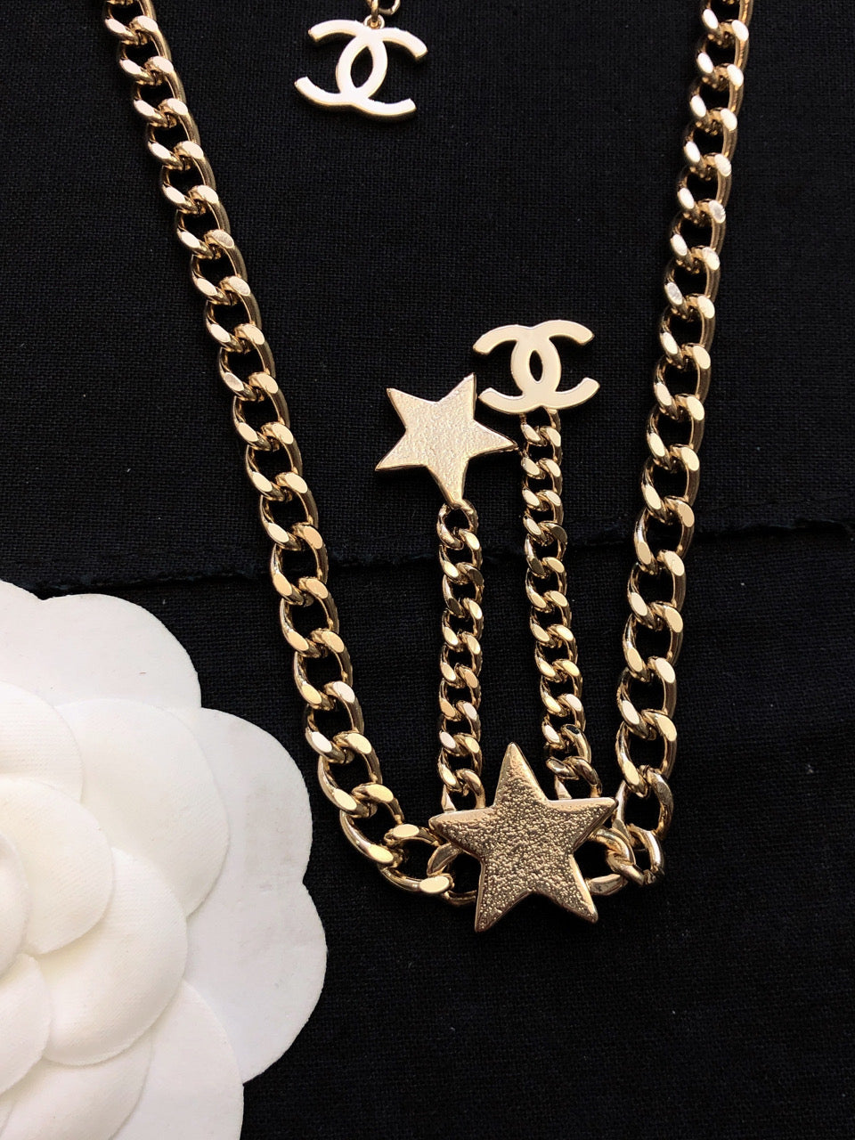18K  Chanel Rhinestone Star Chain Necklace