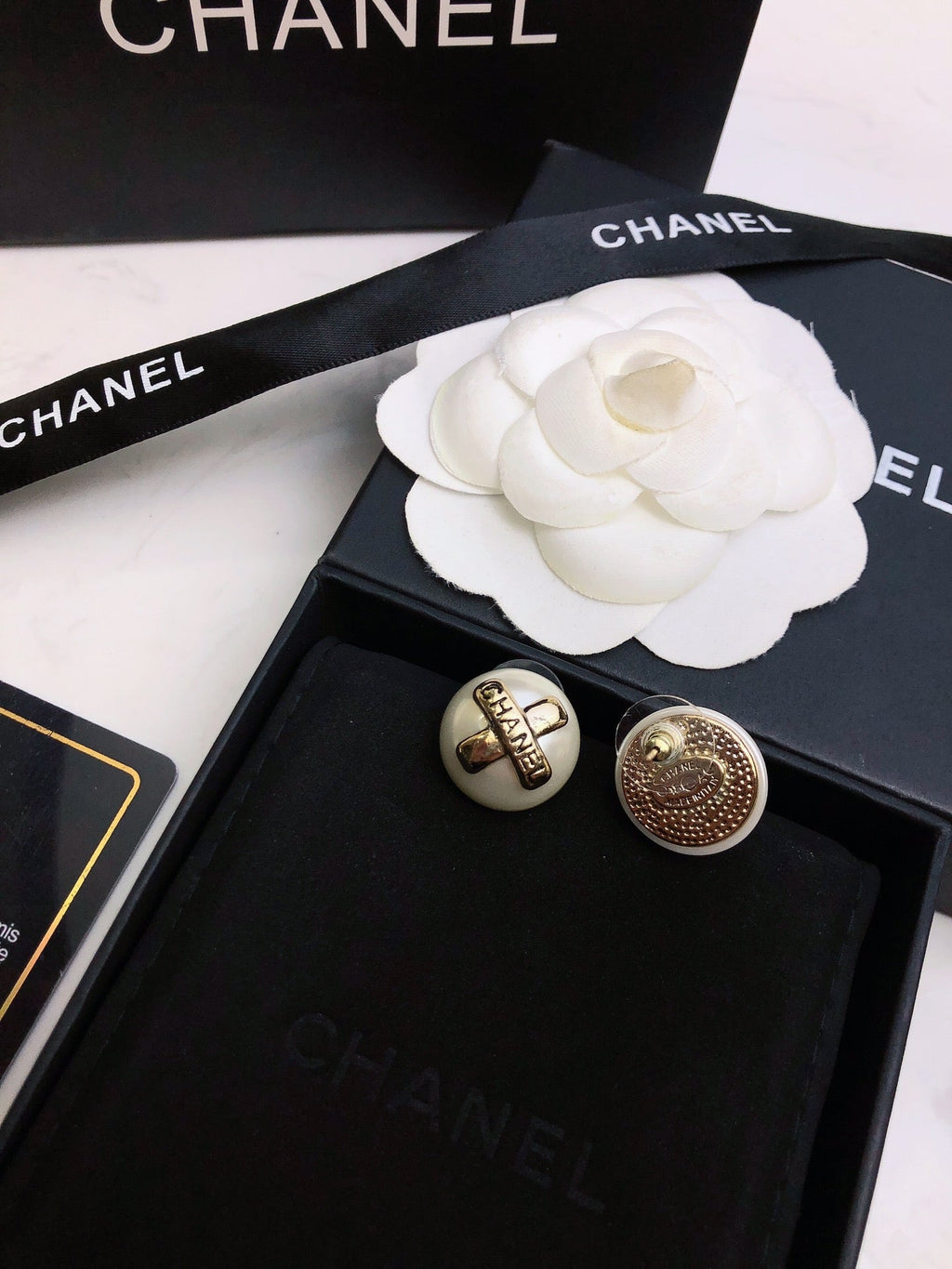 18K  Chanel Pearl Earrings