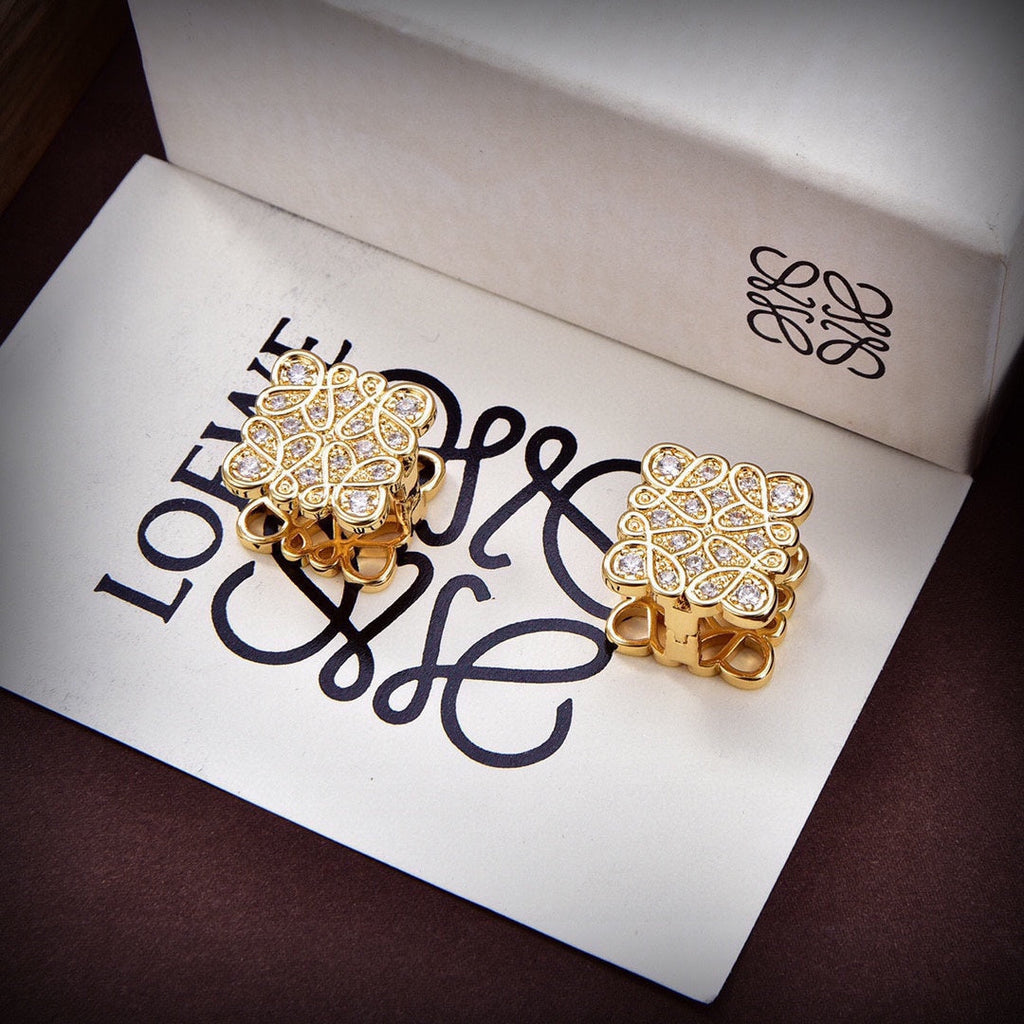 18K LOEWE Anagram Cube Diamonds Earrings