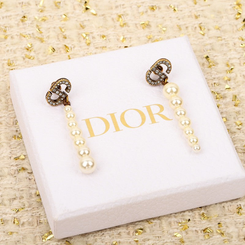 18K Dior Long Pearls Earrings