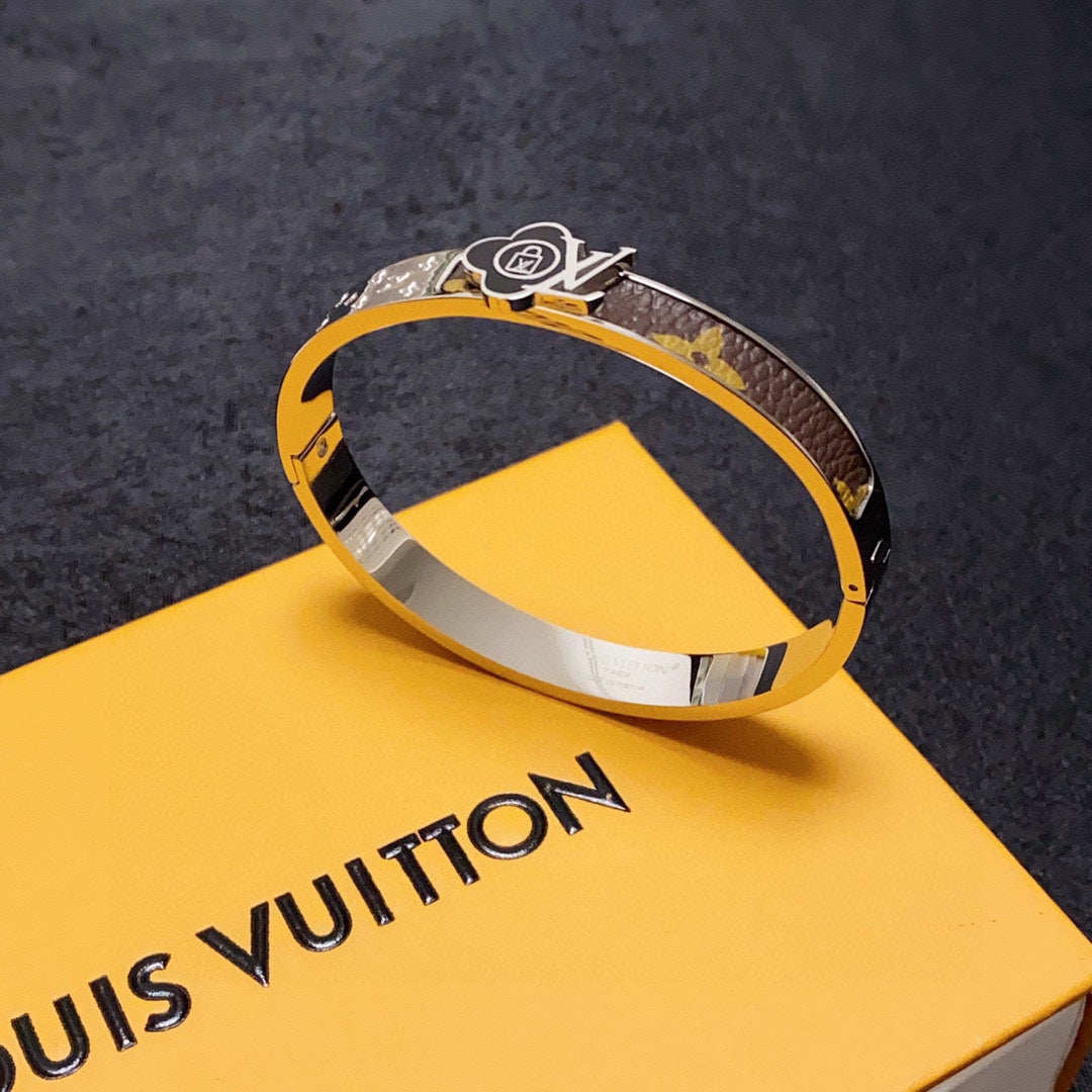 18K Louis Vuitton Leather Lock Bracelet