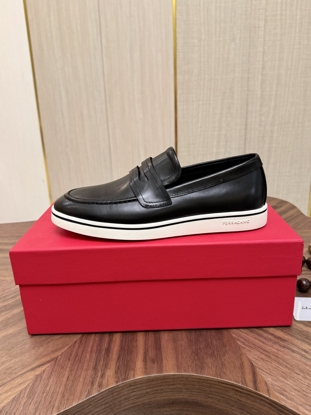 Salvatore Ferragamo Black Penny Loafers — side