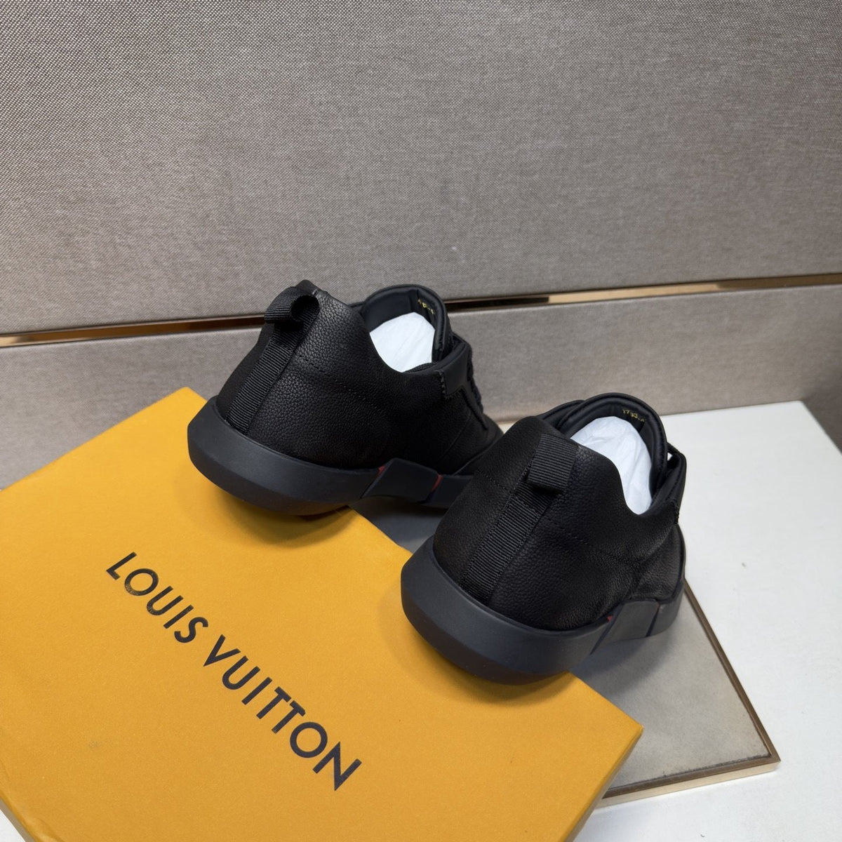 Louis Vuitton Black Low-Top Sneakers with Red Accents — back