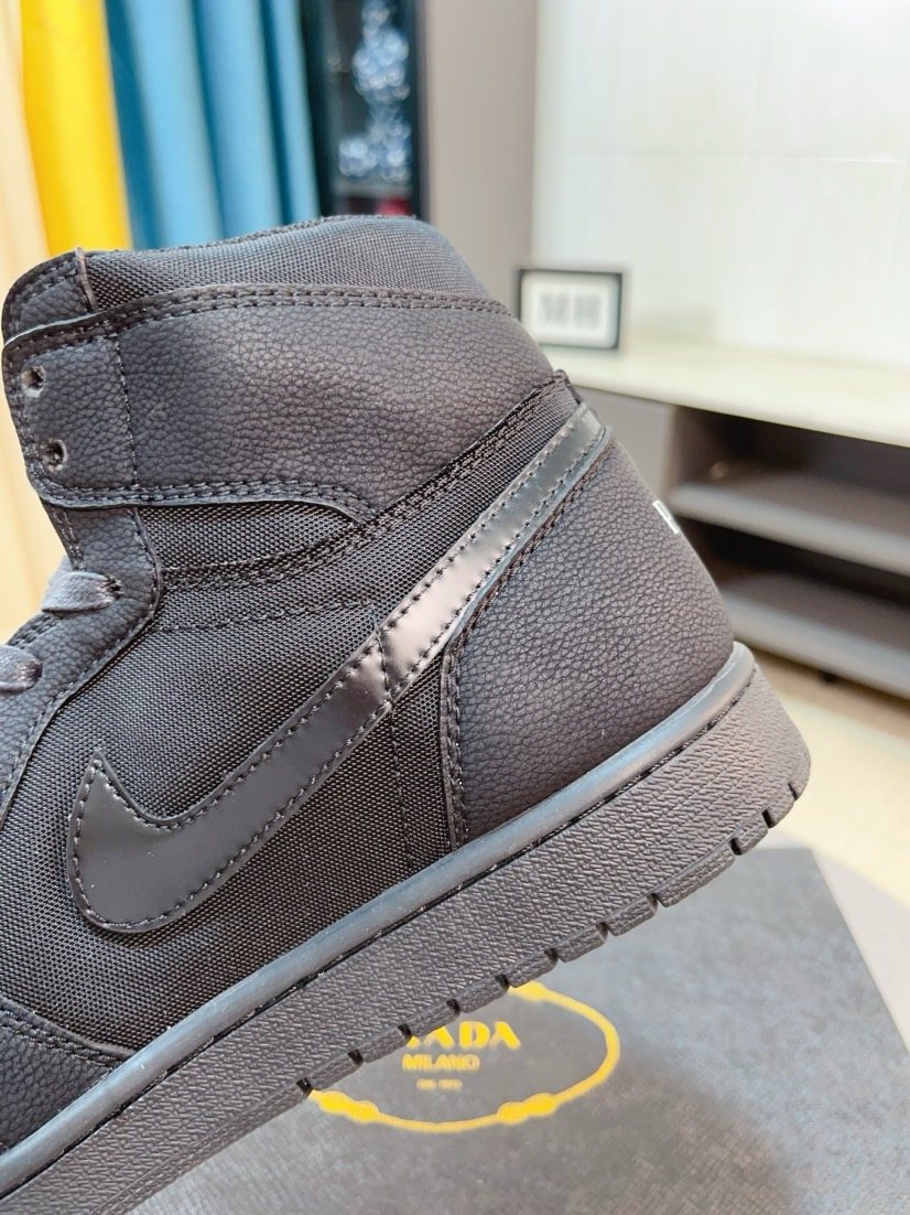 Prada Dark Charcoal High-Top Sneakers — detail