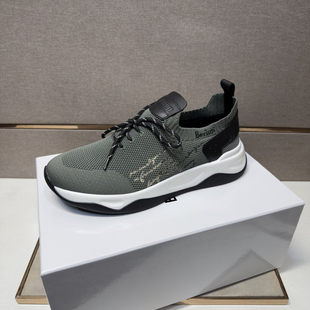 Berluti Olive Gray Lace-Up Sneakers — front