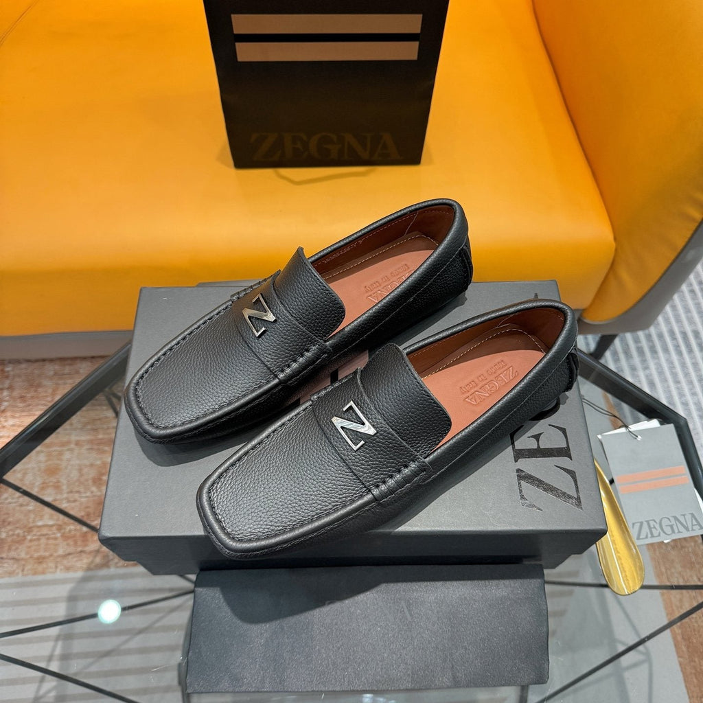 Zegna Black Driving Loafers — front