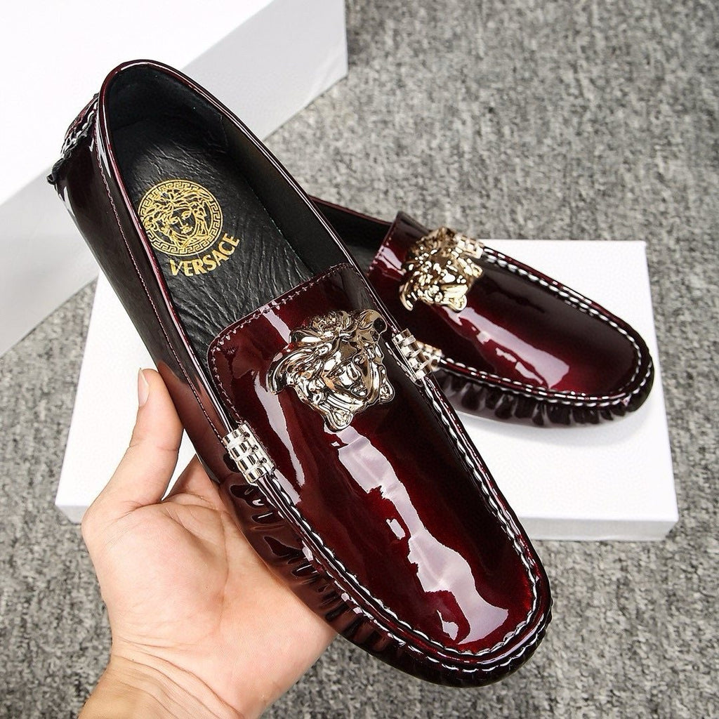 Versace Burgundy Ornament Loafers — model