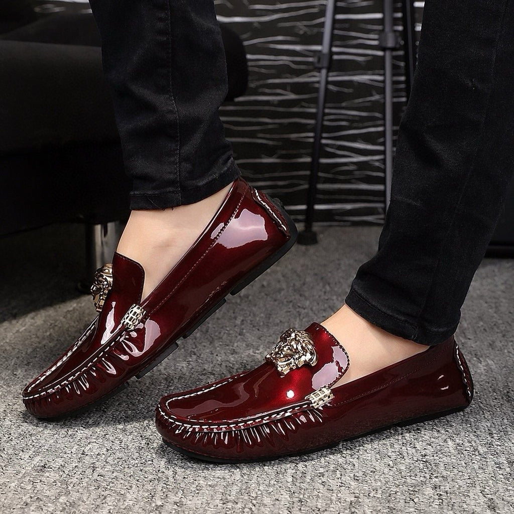 Versace Burgundy Ornament Loafers — model