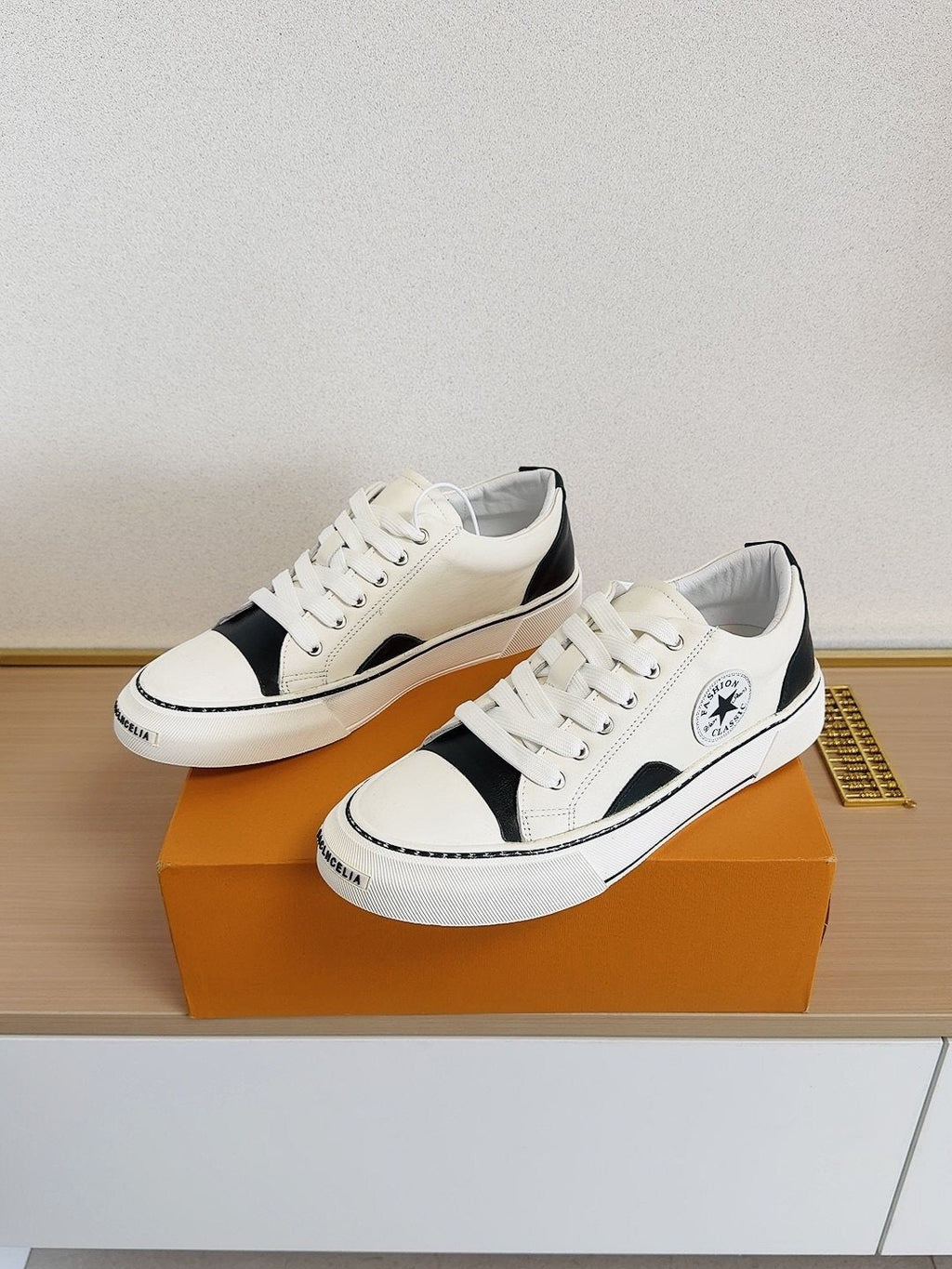 Converse White and Black Low-Top Sneakers — front