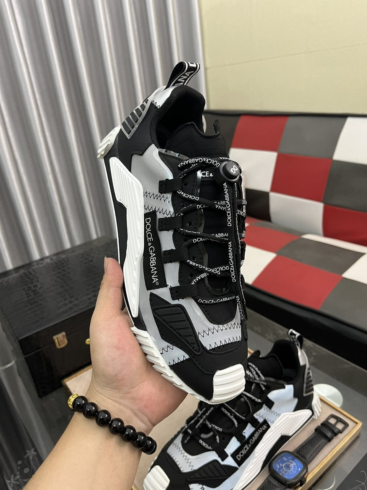 Dolce & Gabbana Black, White and Gray Sneakers — model