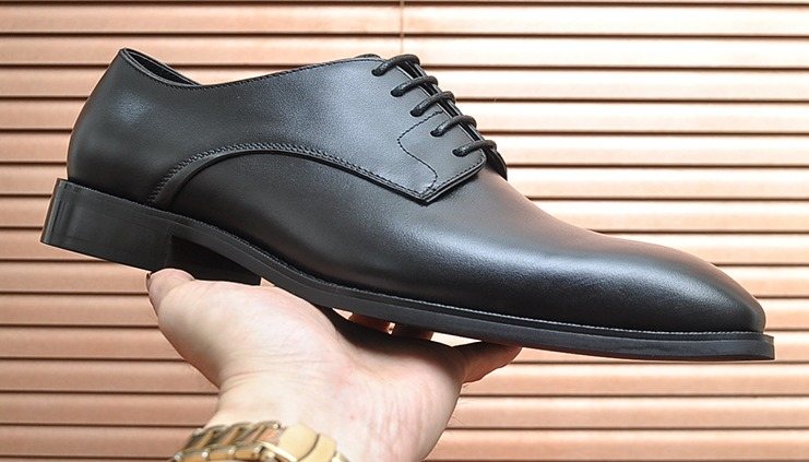 Ferragamo Black Lace-Up Dress Shoes — front