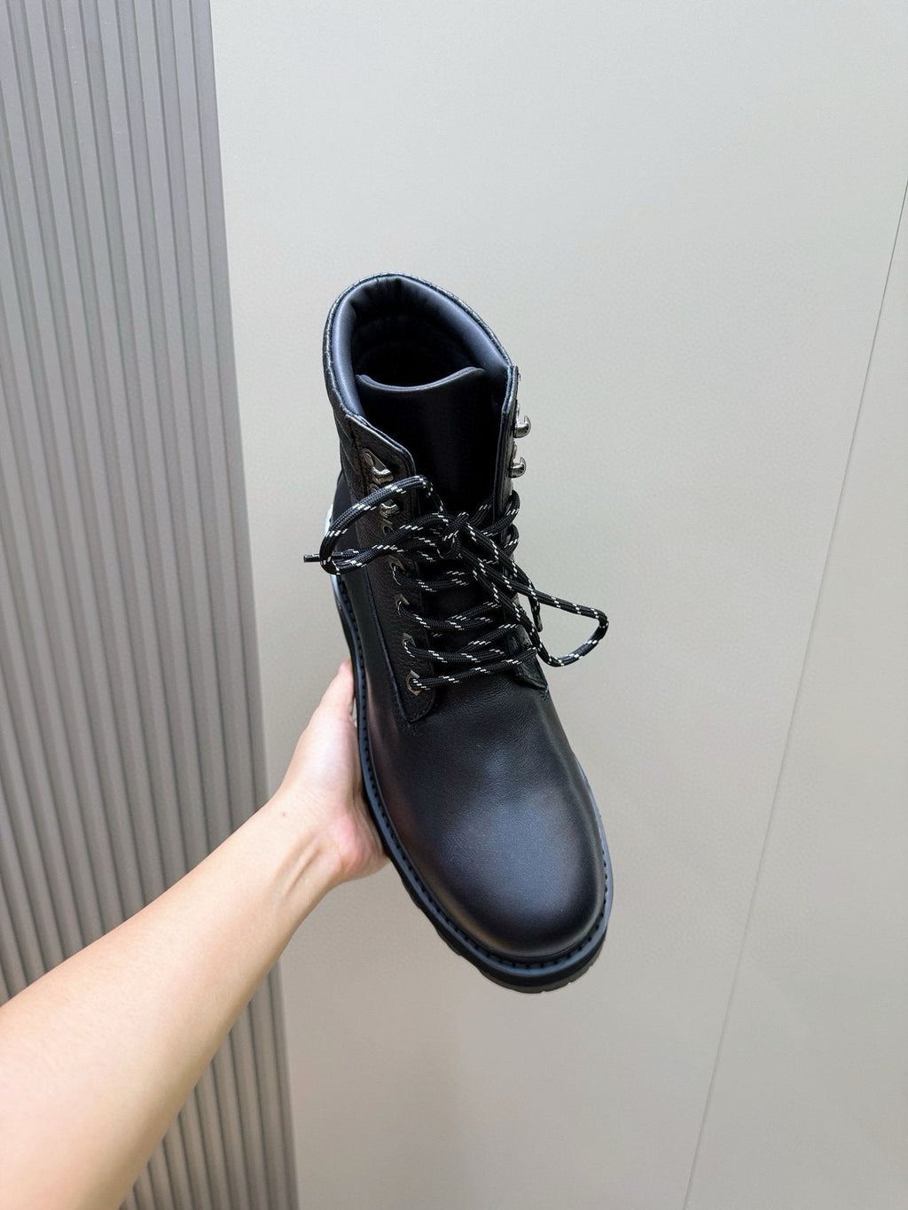 Moncler Black Lug-Sole Lace-Up Boots — model