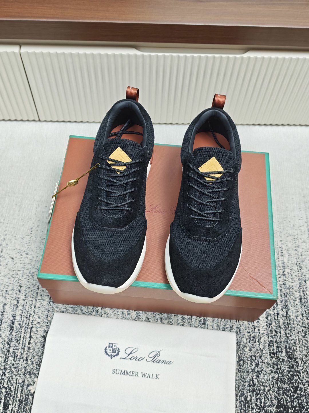 Loro Piana Men's Black Low-Top Sneakers — front