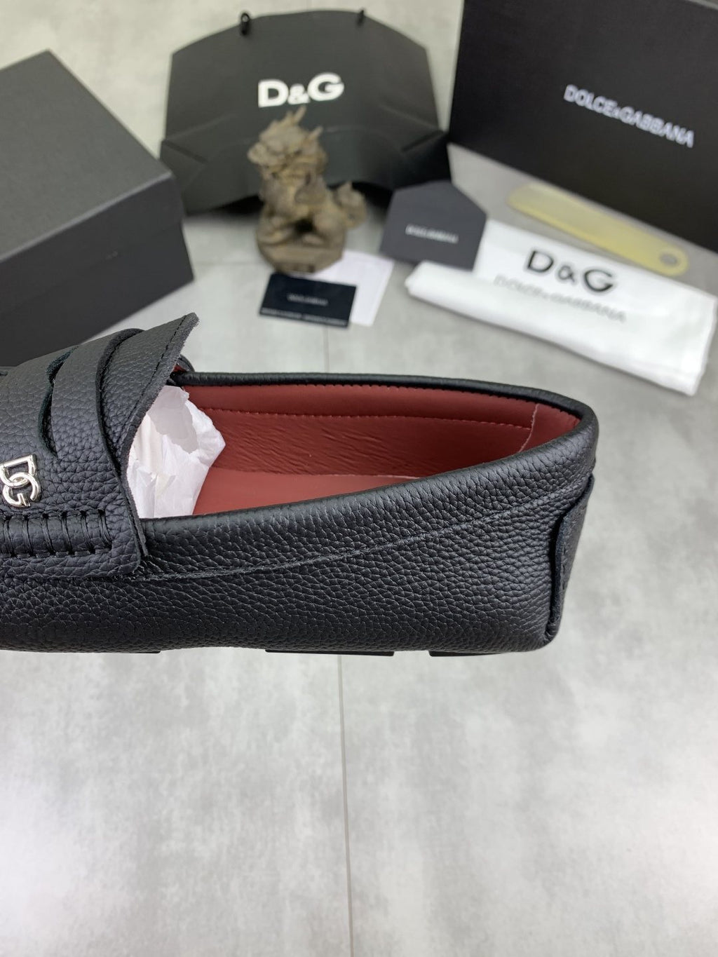 Dolce & Gabbana Dark Navy Apron-Toe Loafers — detail