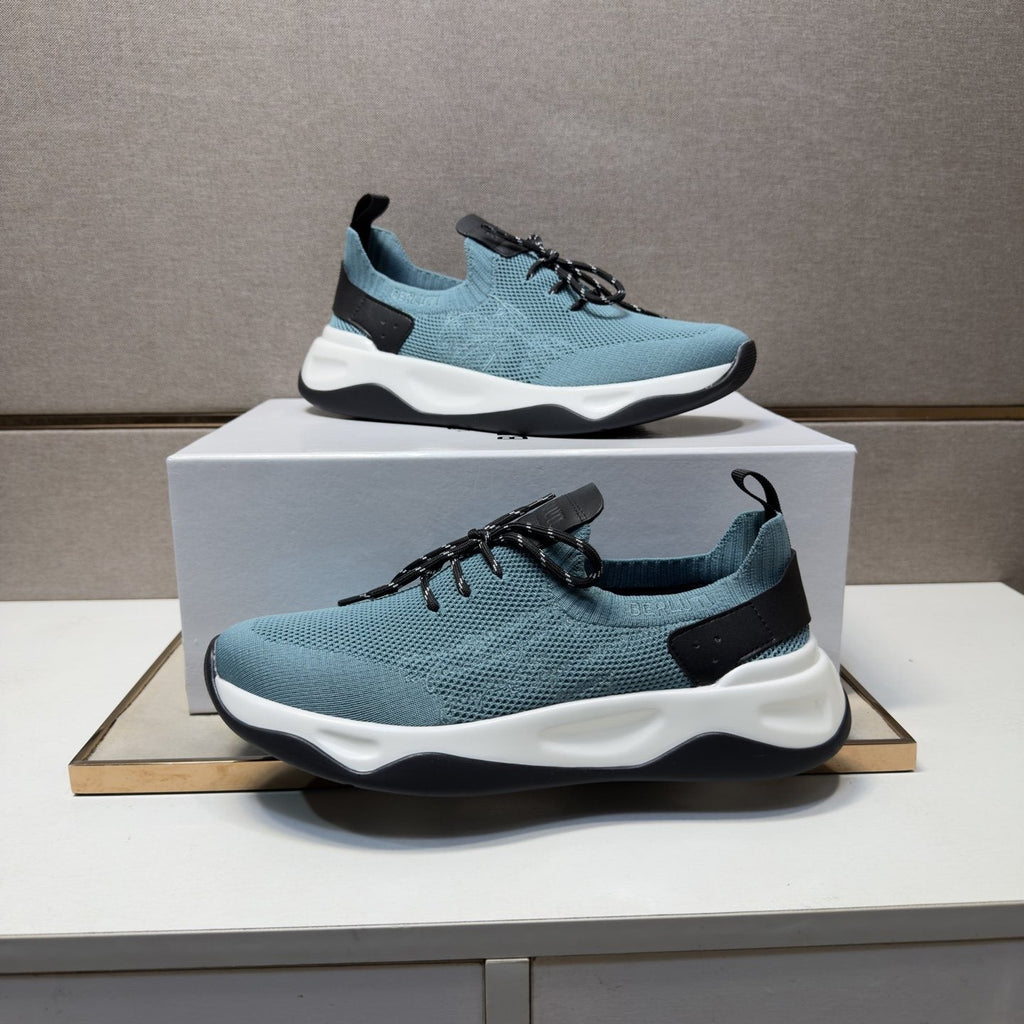 Berluti Dusty Blue Lace-Up Sneakers — front