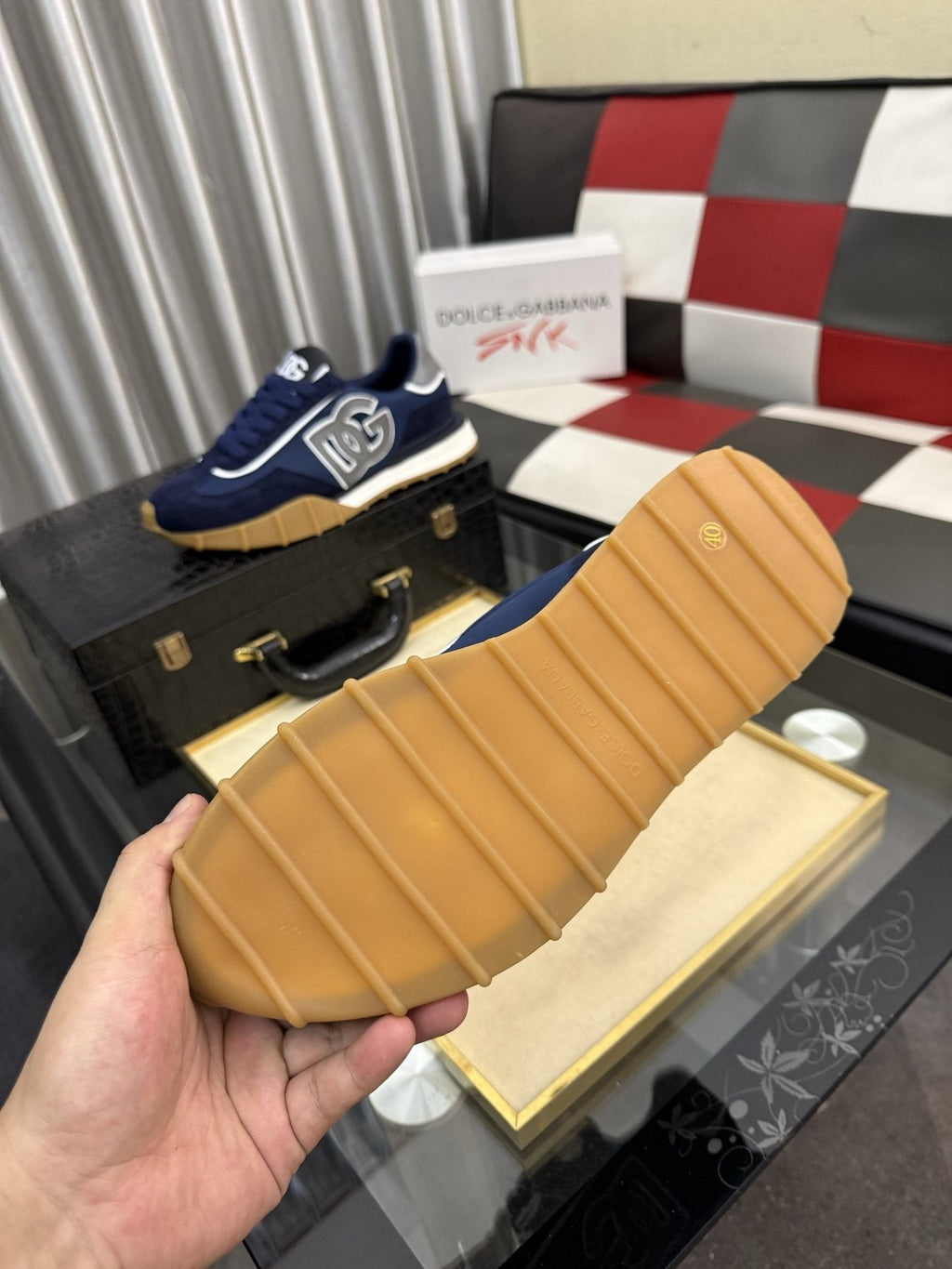 Dolce & Gabbana Navy Gum-Sole Sneakers — detail