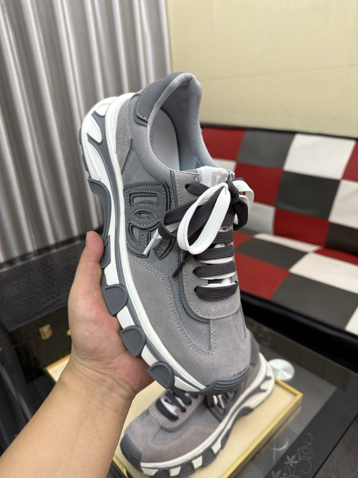 Dolce & Gabbana Men's Gray Lace-Up Sneakers — model