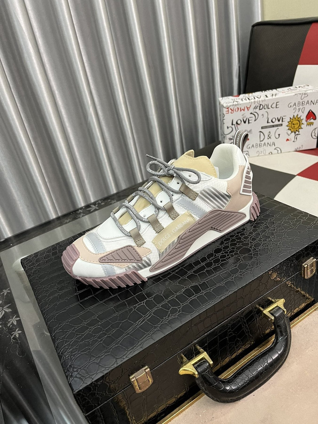 Dolce & Gabbana Cream and Mauve Chunky Sneakers — front