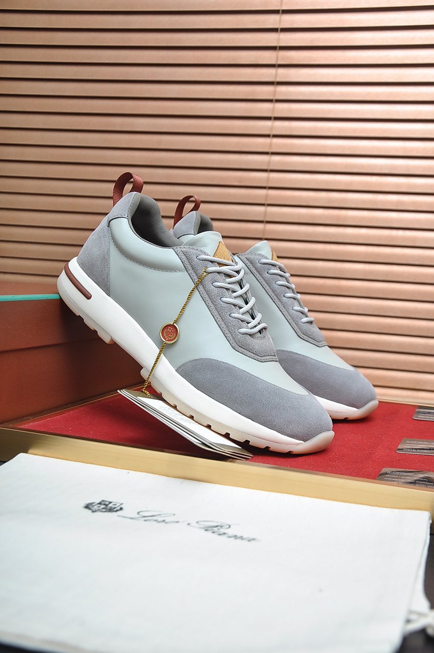 Loro Piana Paneled Lace-Up Sneakers — front