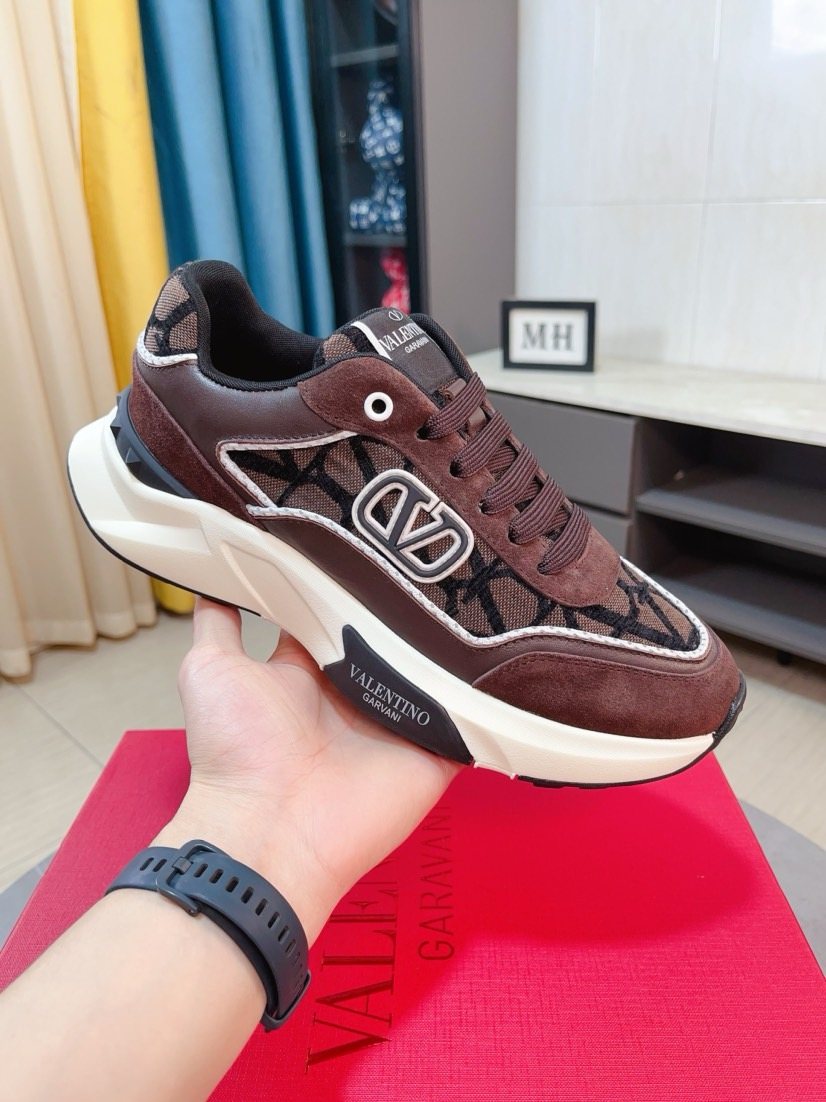 Valentino Patterned Panel Sneakers — model