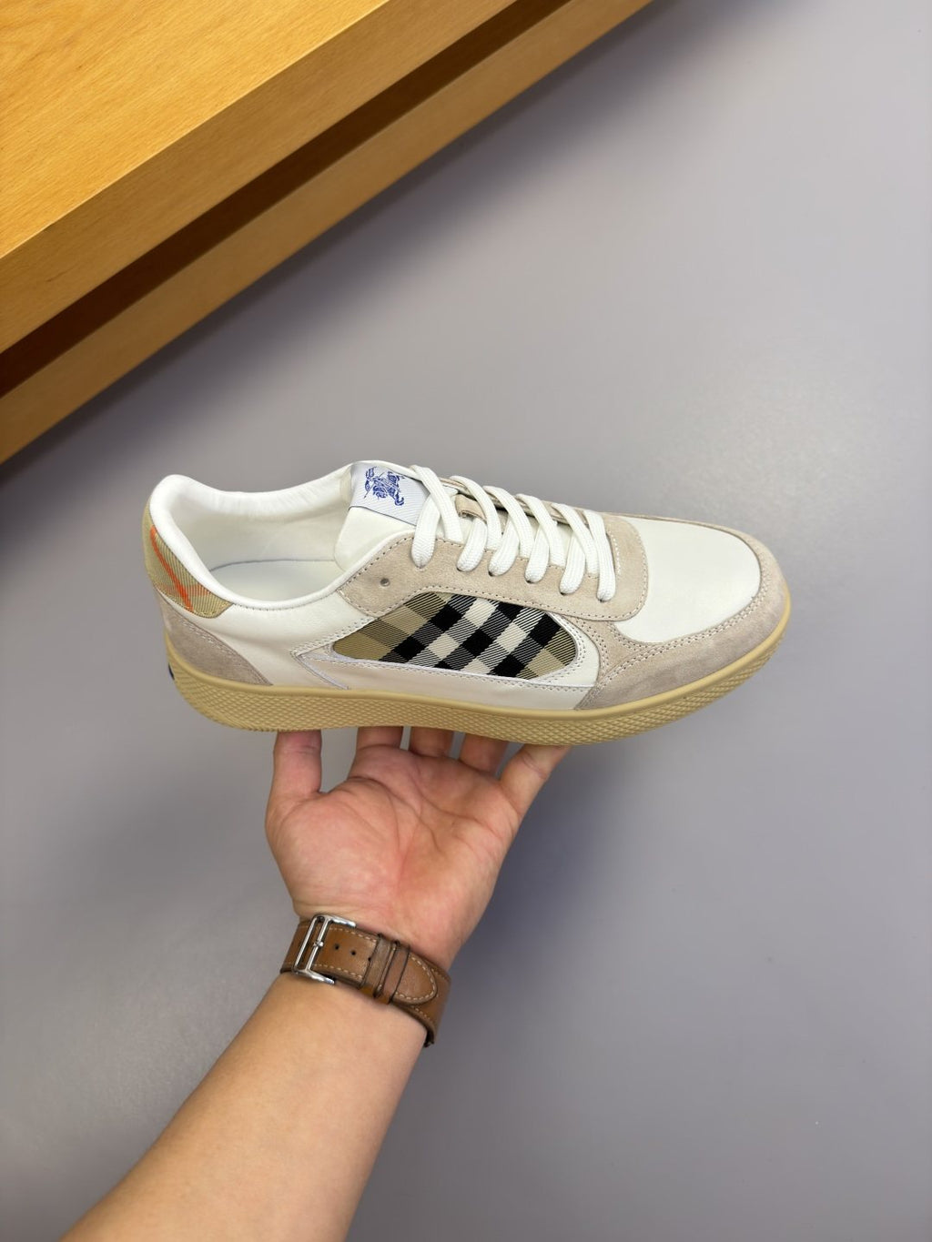 Burberry Check-Panel Low-Top Sneakers — side