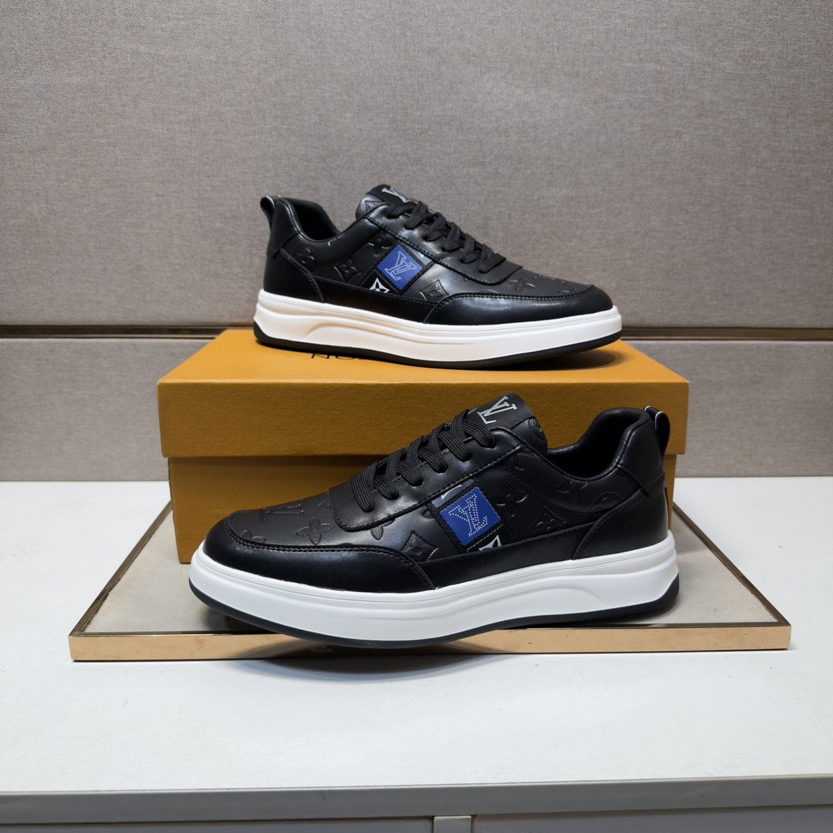 Louis Vuitton Blue-Accent Low-Top Sneakers — front