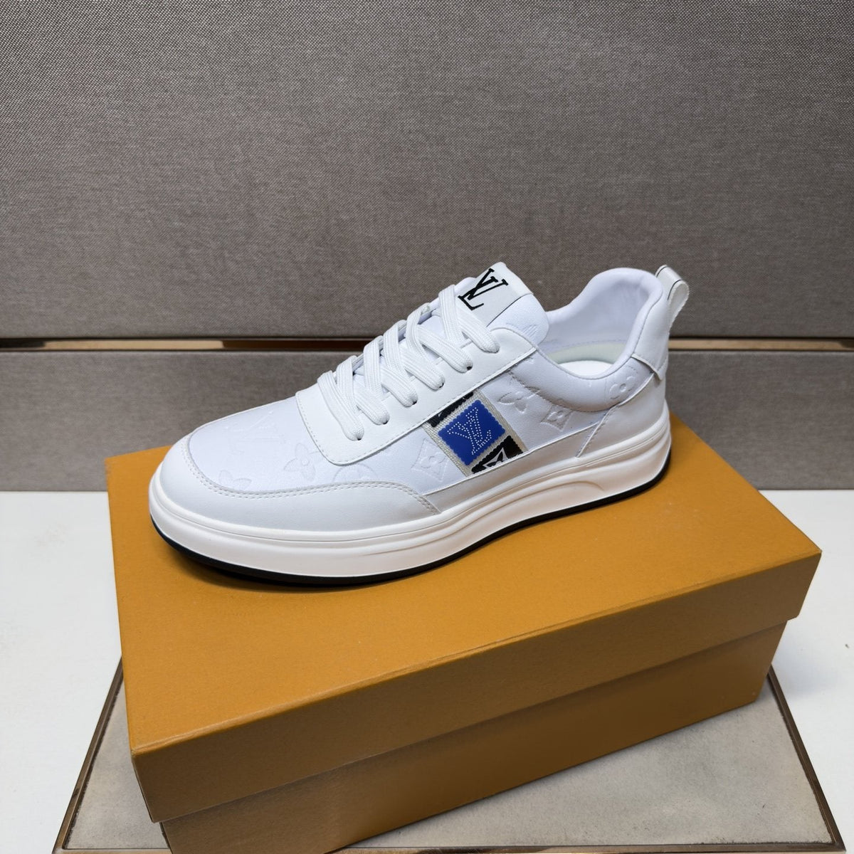 Louis Vuitton Blue-Accent Low-Top Sneakers — front