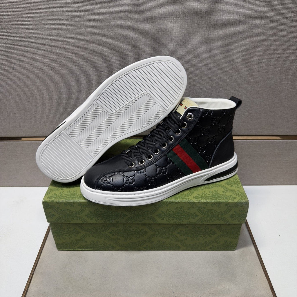Gucci Green and Red Stripe High-Top Sneakers — back