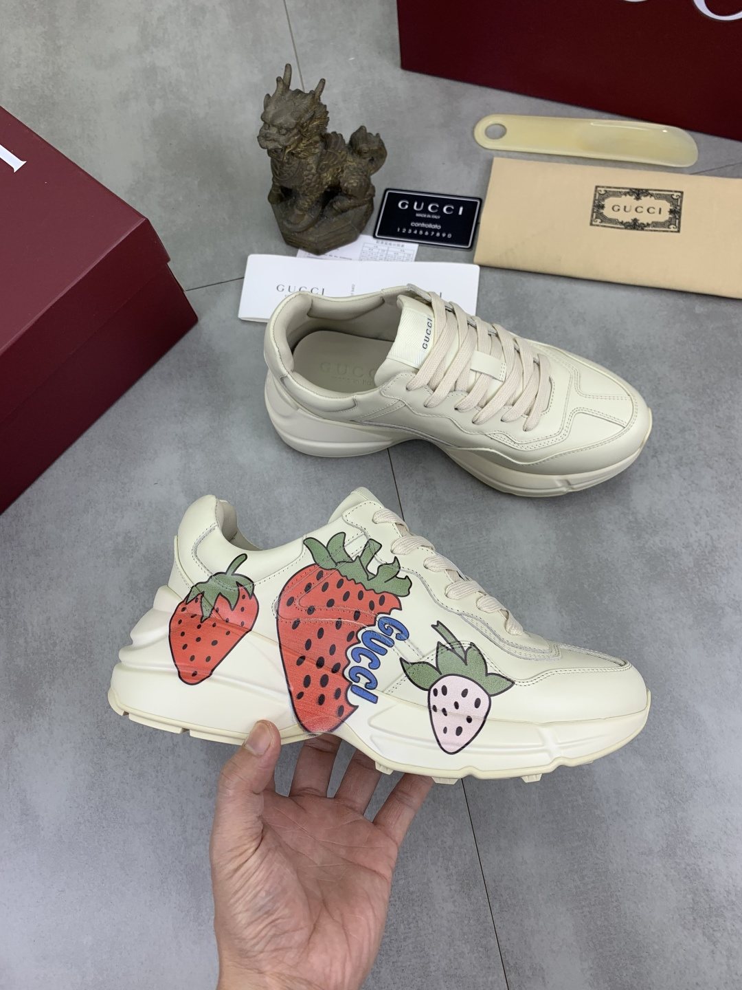 Gucci Strawberry Graphic Chunky Sneakers — model