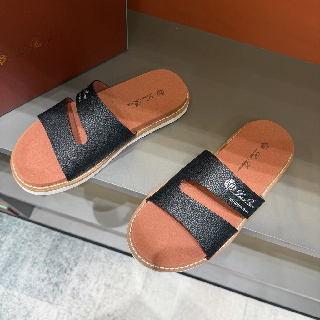 Loro Piana Summer Walk Slotted Slide Sandals — hero