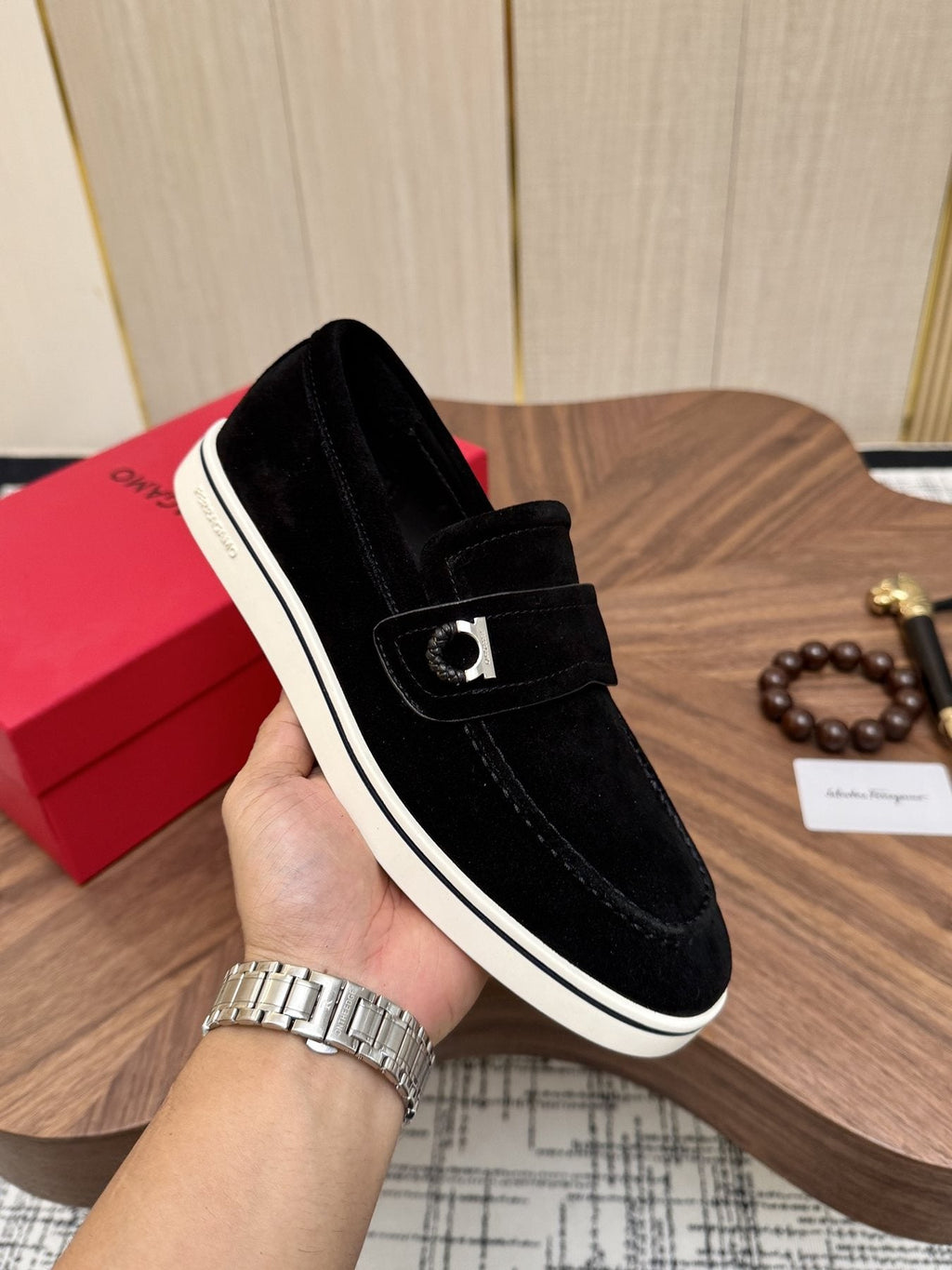 Salvatore Ferragamo Men's Textured Slip-On Loafers — model