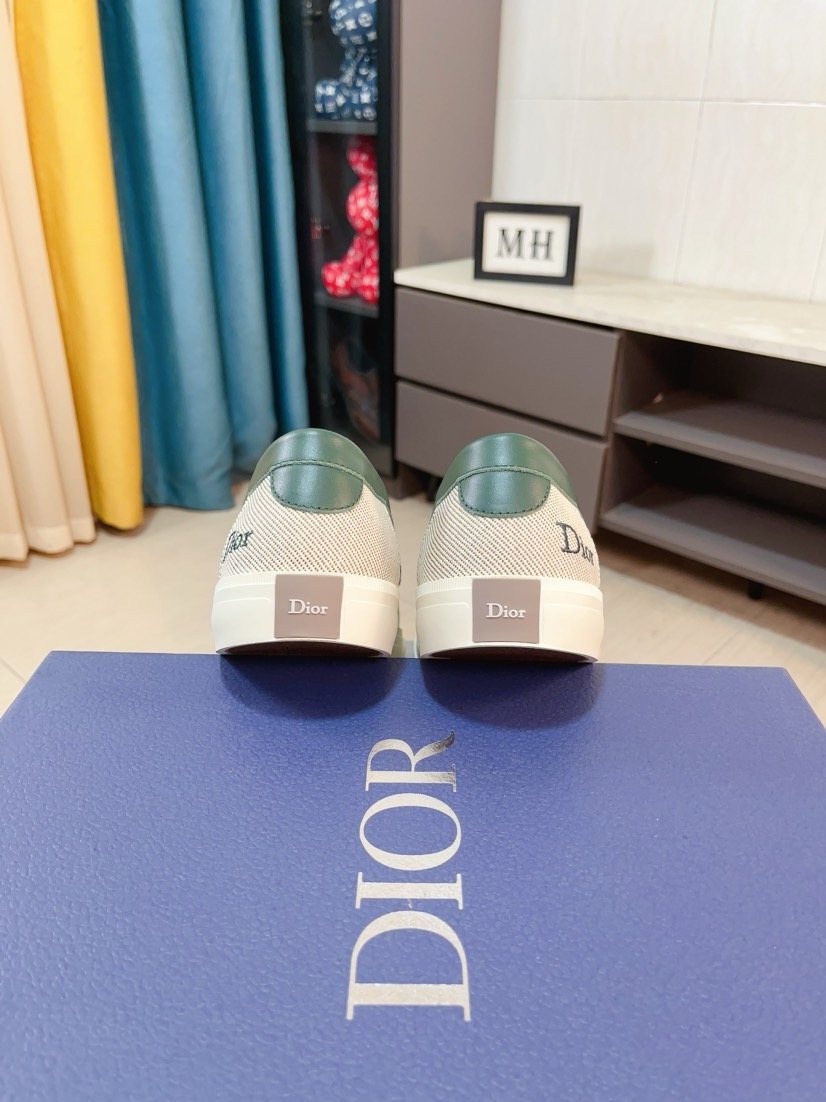 Dior Beige Contrast-Trim Loafers — back