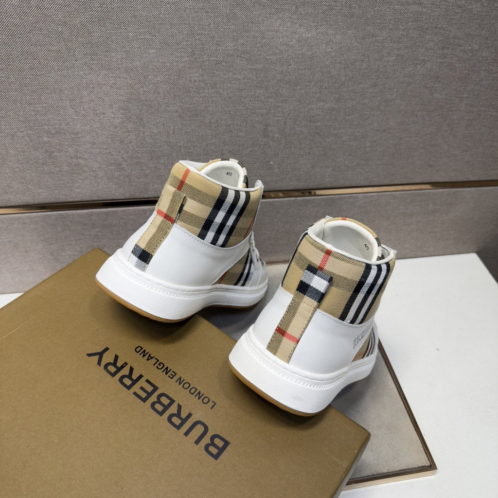 Burberry Men's Plaid High-Top Sneakers — back