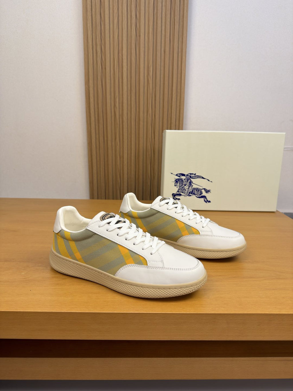 Burberry Check-Panel Low-Top Sneakers — front