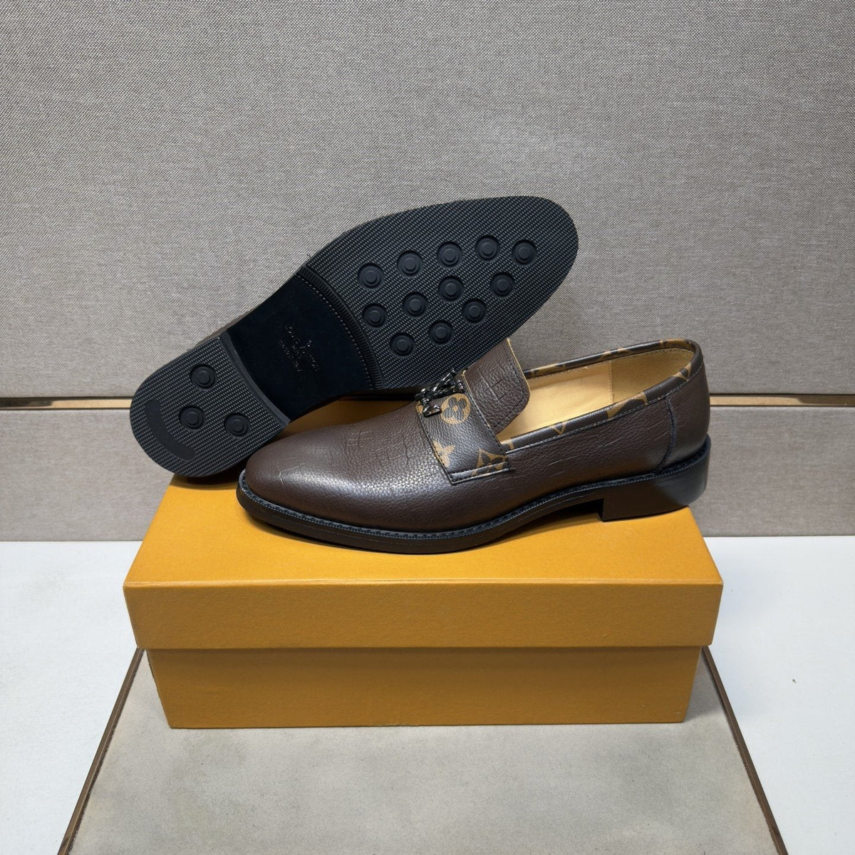 Louis Vuitton Men's Patterned-Strap Loafers — side