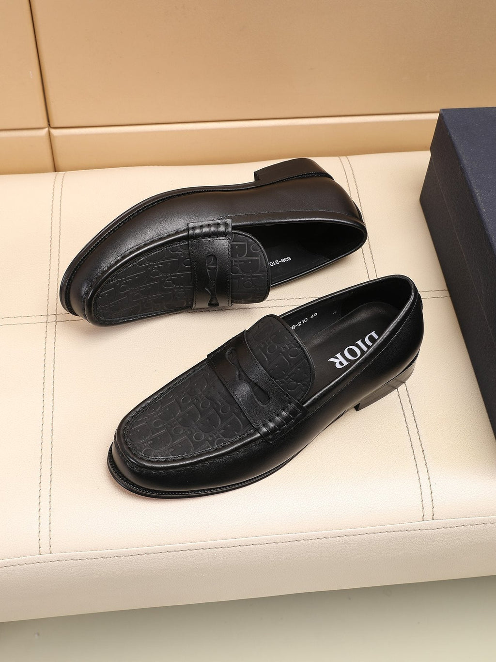 Dior Textured Apron-Toe Loafers — front