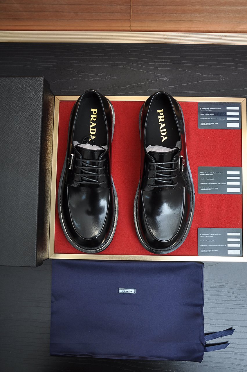Prada Lug-Sole Lace-Up Derby Shoes — front