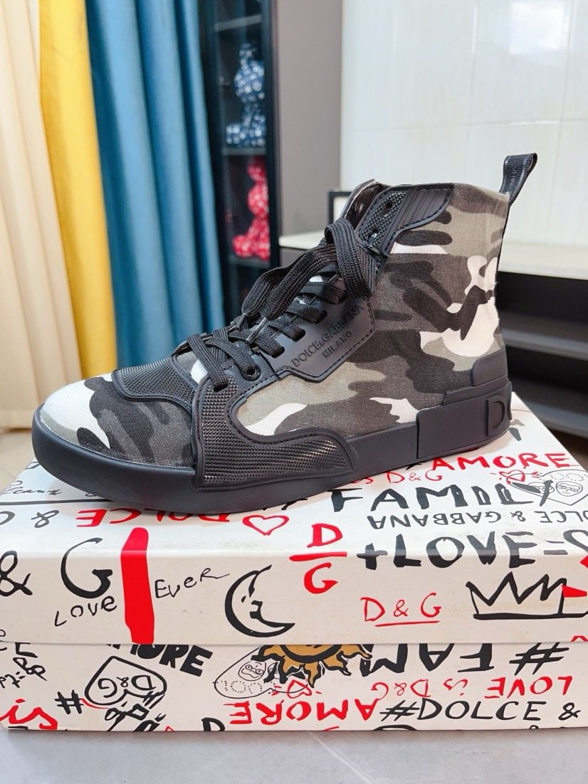 Dolce & Gabbana Camouflage High-Top Sneakers — front