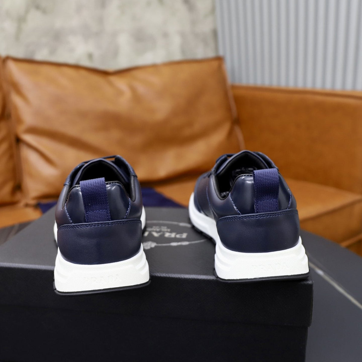 Prada Paneled Lace-Up Sneakers — back