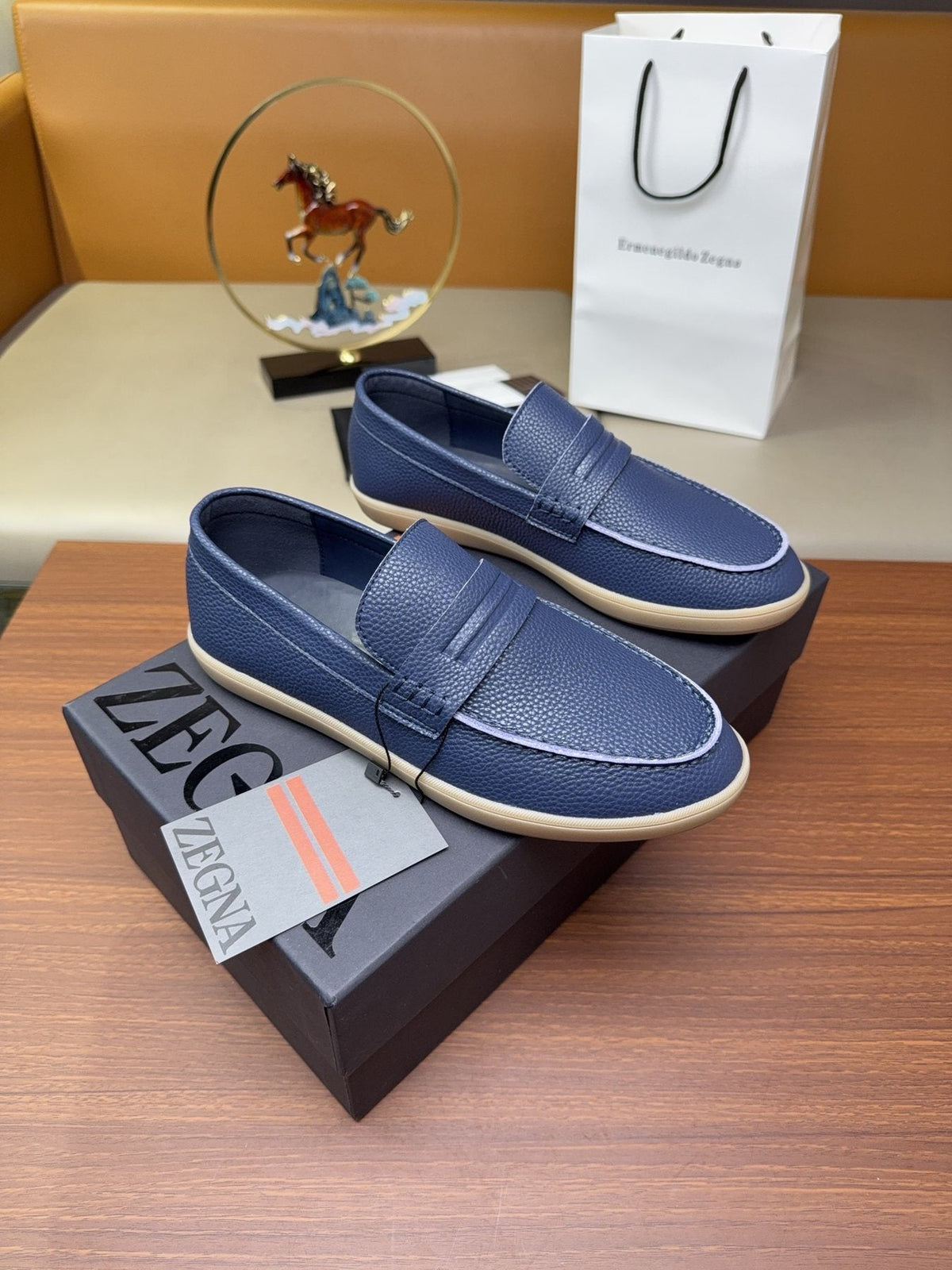 Zegna Men's Textured Slip-On Loafers — side