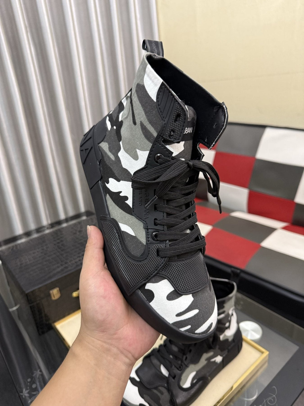 Dolce & Gabbana Paneled High-Top Sneakers — model