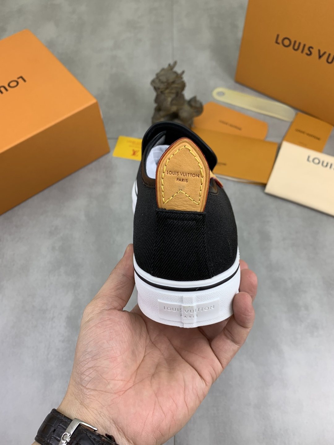 Louis Vuitton Elastic-Gore Slip-On Sneakers — back