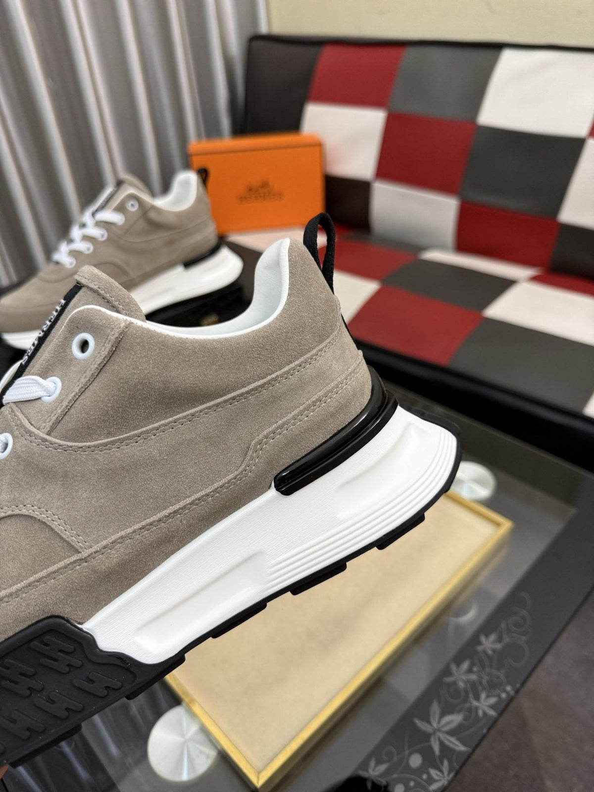Hermès Layered Low-Top Sneakers — detail