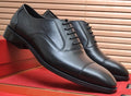Ferragamo Black Cap-Toe Lace-Up Dress Shoes — hero