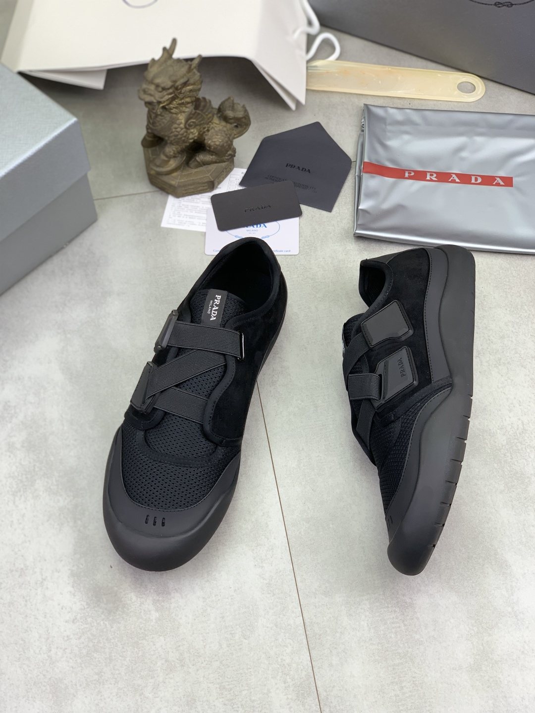 Prada Cross-Strap Low-Top Sneakers — front