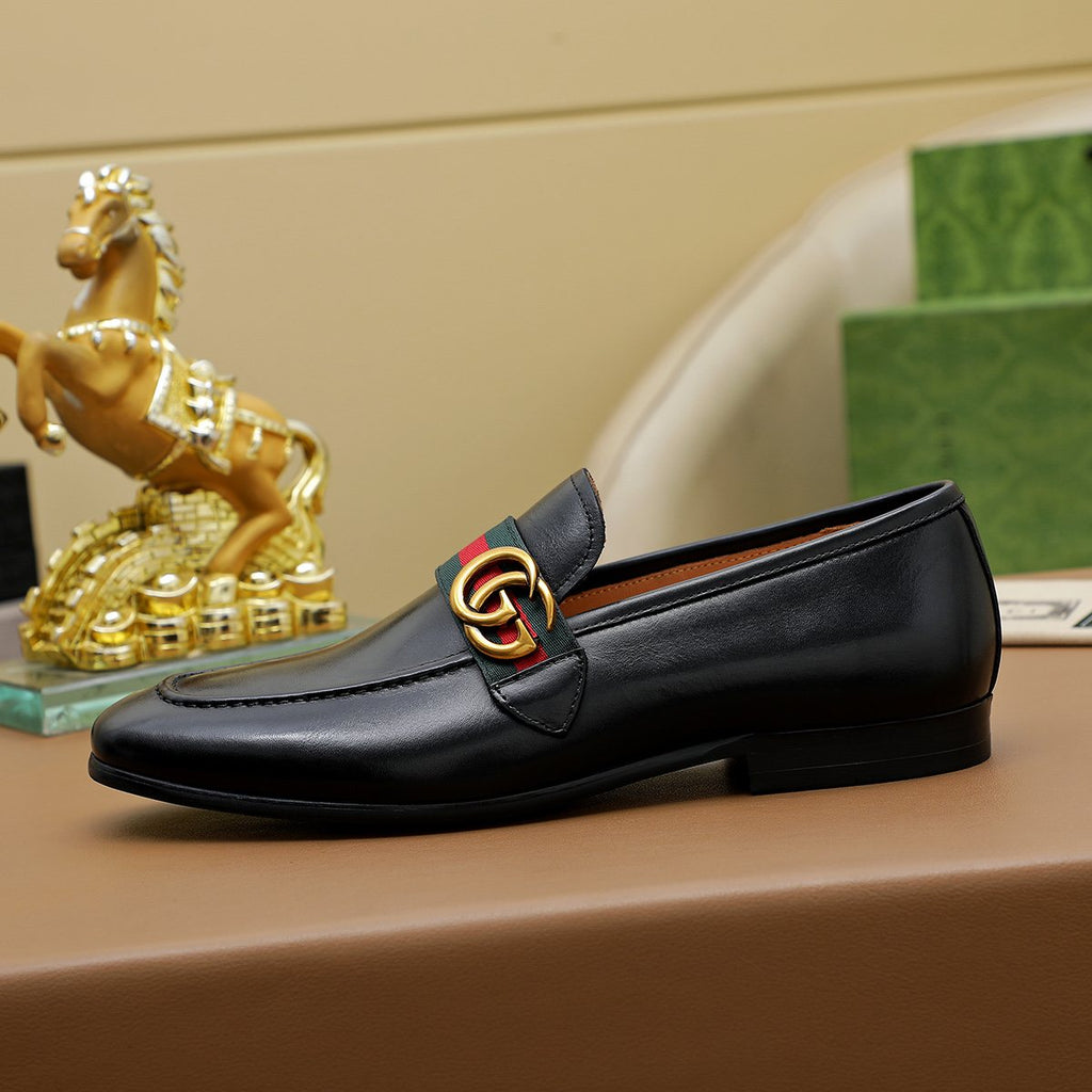 Gucci Striped-Strap Apron-Toe Loafers — side