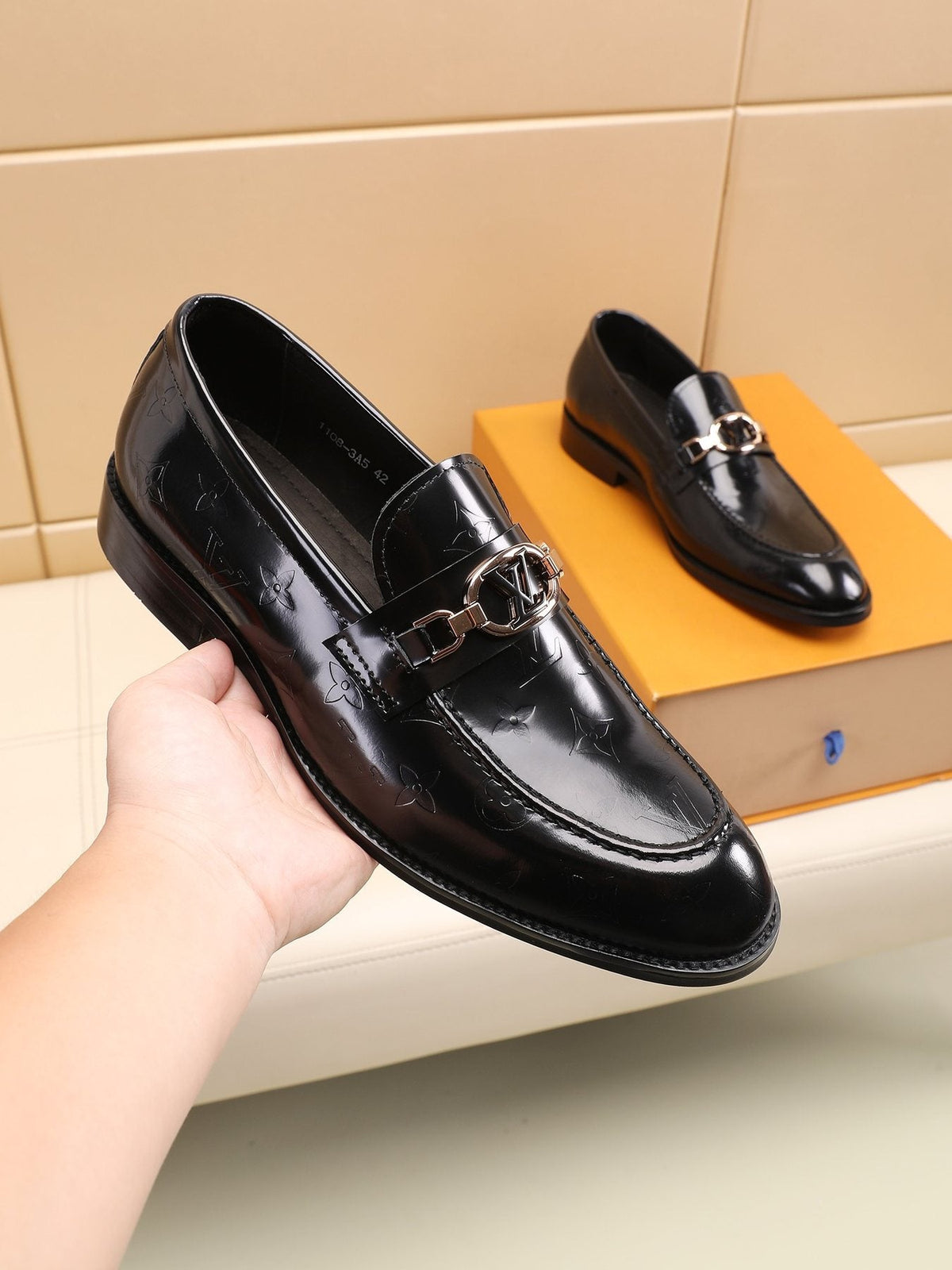 Louis Vuitton Embossed Bit Loafers — model