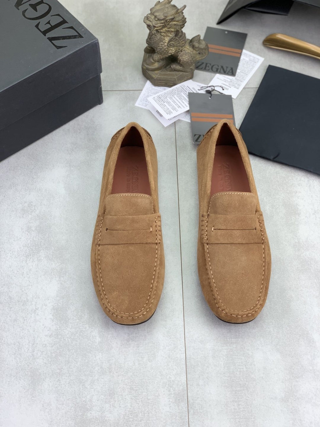 Zegna Men's Moc-Toe Driving Loafers — hero