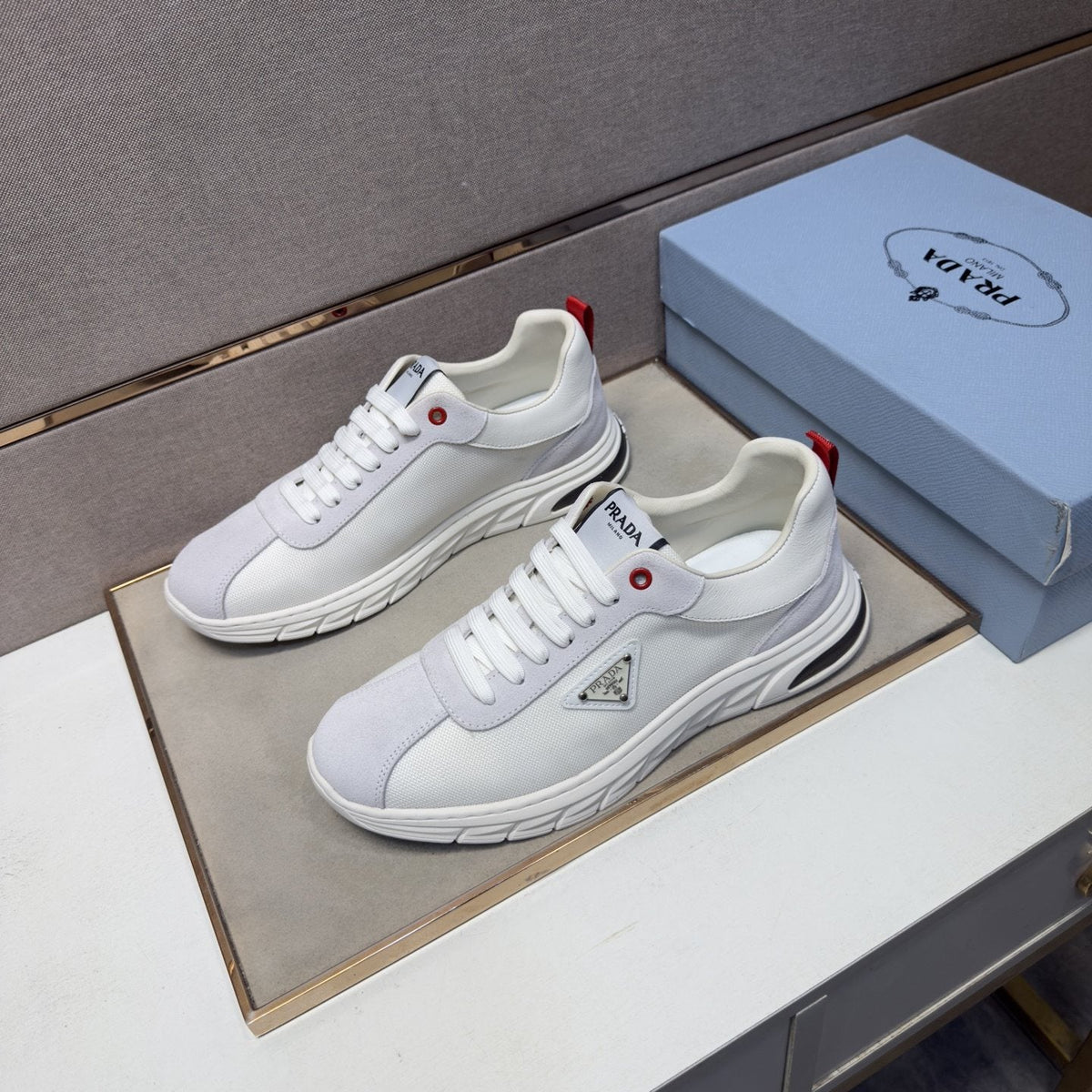 Prada Paneled Low-Top Sneakers — front